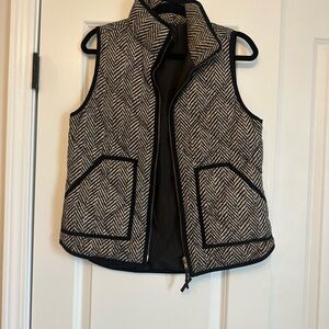 Women's Herringbone J Crew Vest - Black and White